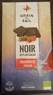 Chocolat Noir 62% Framboise Pralin  (* 100gr)